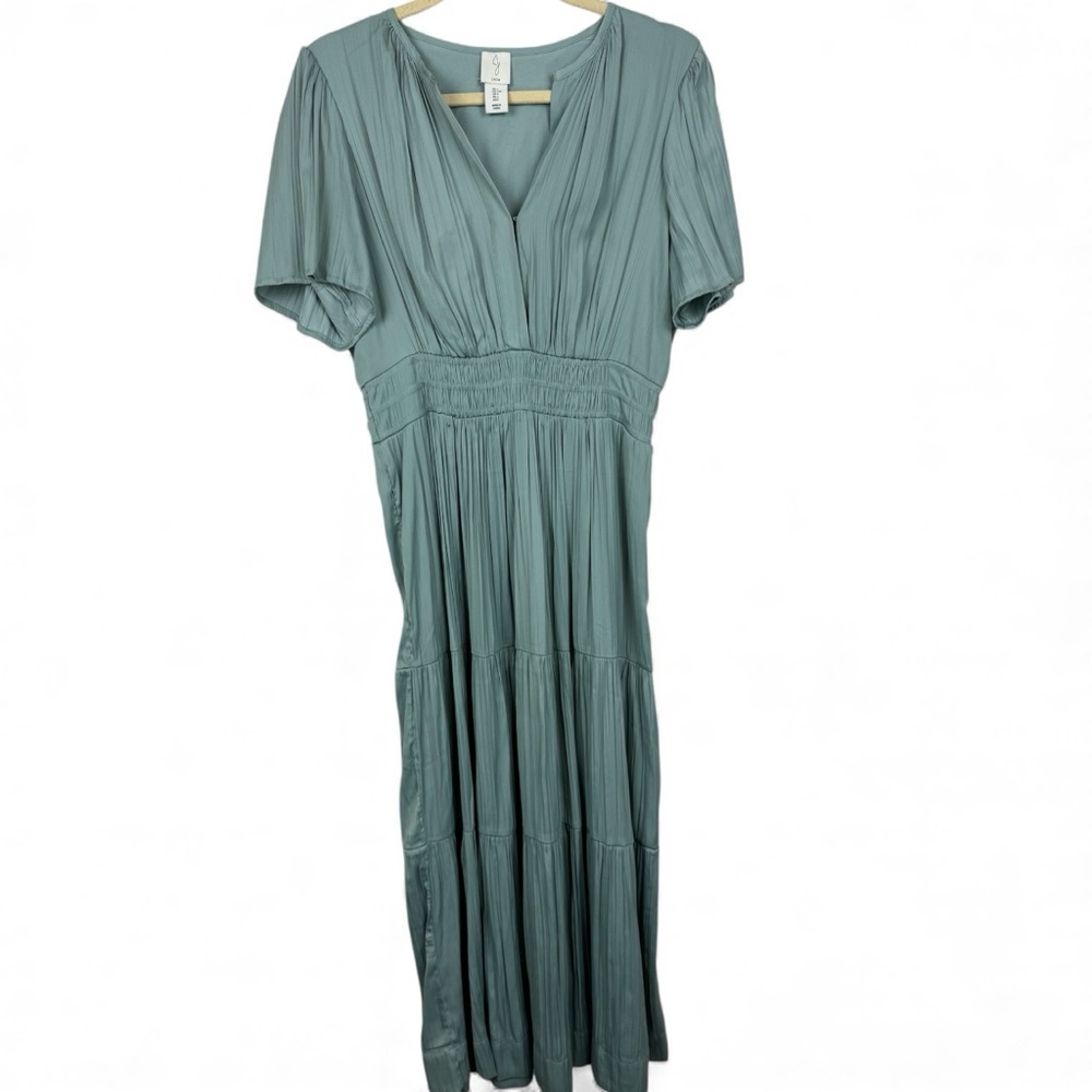 Joie Silky Elastic Waist Short Sleeve midi/Maxi Dress, Size L